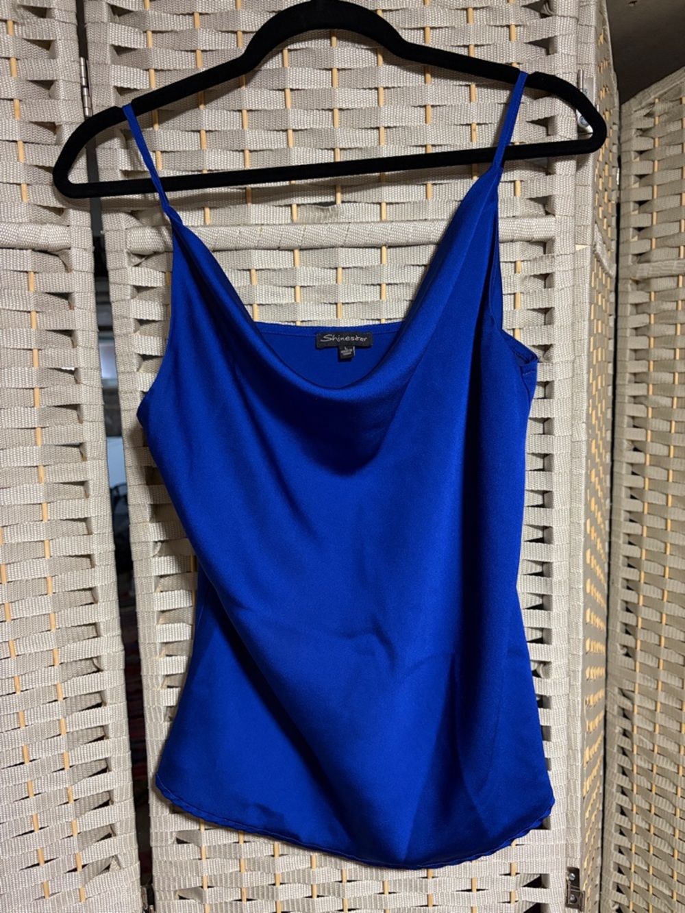 Shinestar Royal Blue Satin Cowl Neck Camisole
